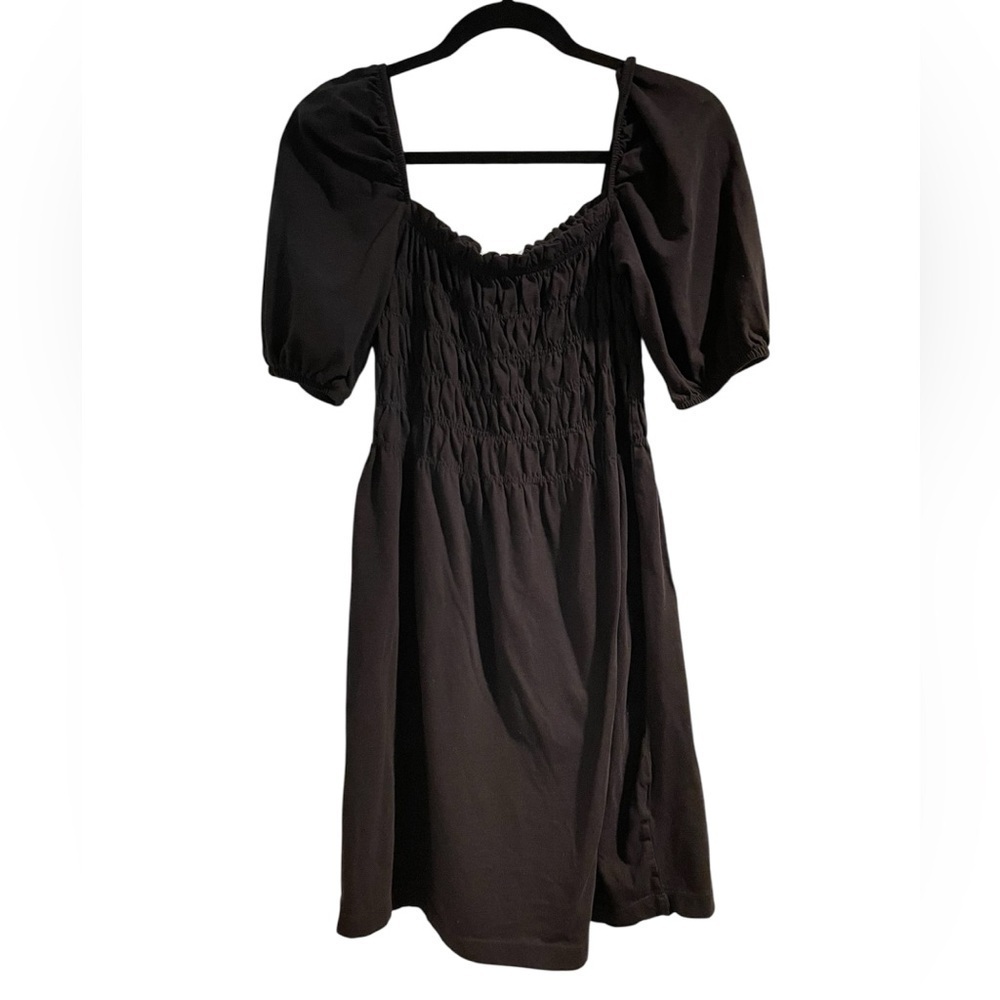 H&M Black Short Sleeve Mini Dress Elastic Stretchy Size Small